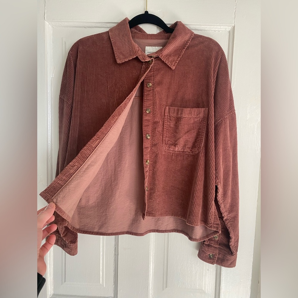 Mauve Corduroy Button Up Jacket